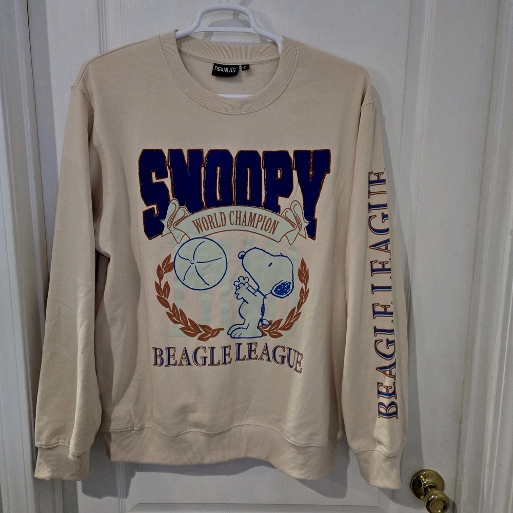 Peanuts Snoopy Beagle League Xl‎ Tan Sweatshirt Dogs Chest 48